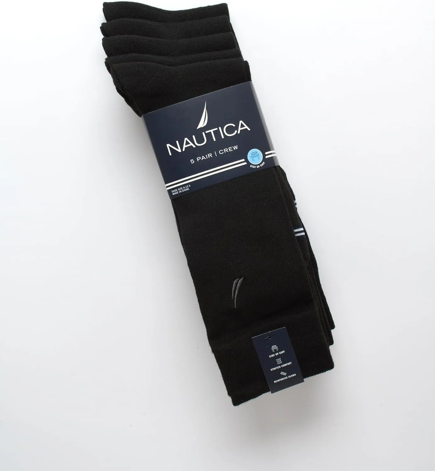 Nautica Mens Dress Socks - 5 Pack Breathable Comfort Stretch Crew-Length Work Socks for Men for Business Formal Wear (6-12.5)