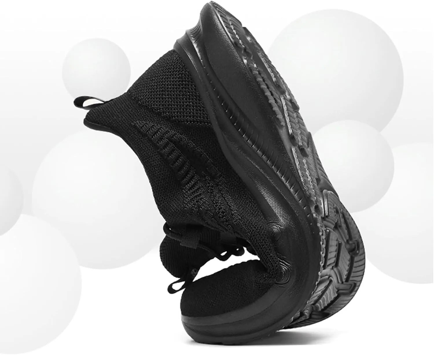 Non Slip Shoes for Women - Black, Flat Heel, Lace-Up, Mesh, Walking, Work, Casual, Medical, Spring, Summer, Fall