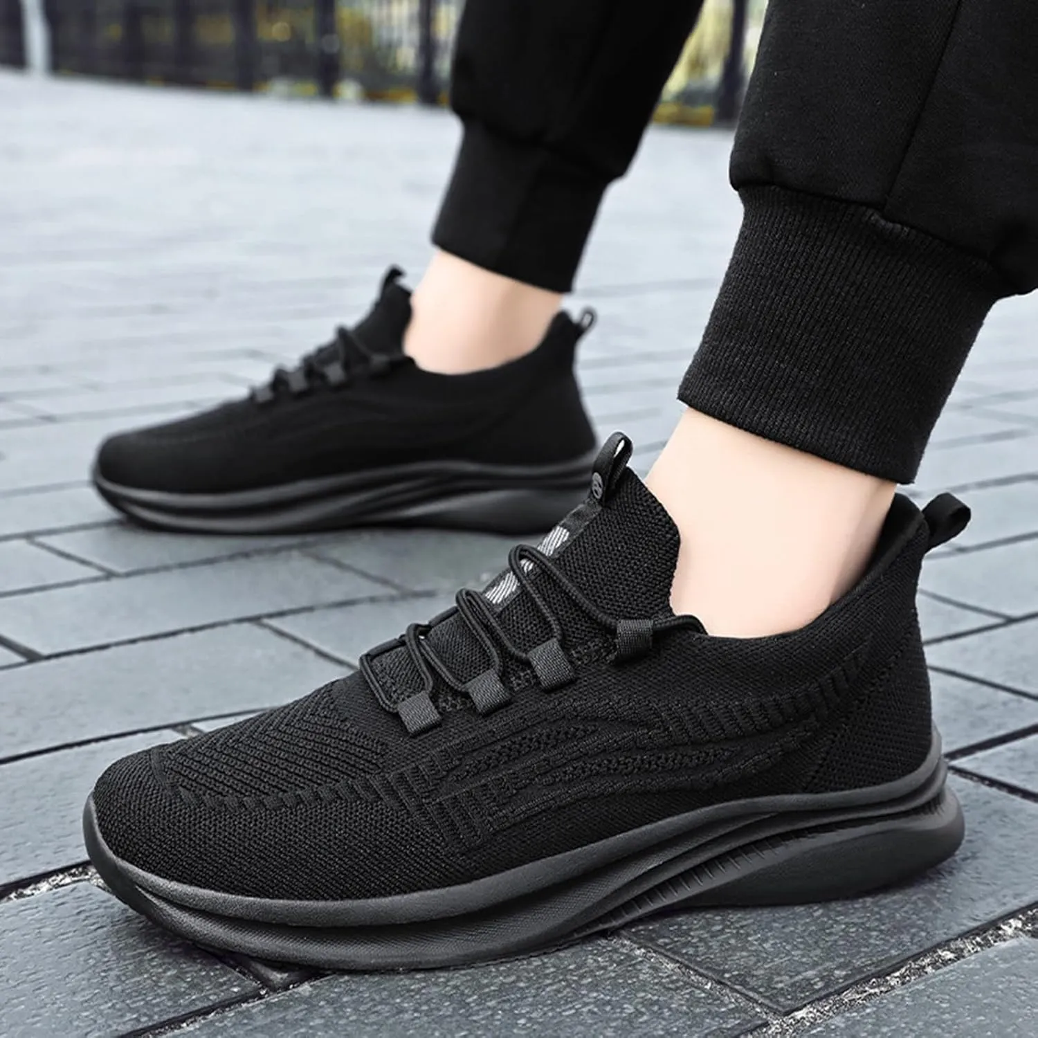 Non Slip Shoes for Women - Black, Flat Heel, Lace-Up, Mesh, Walking, Work, Casual, Medical, Spring, Summer, Fall