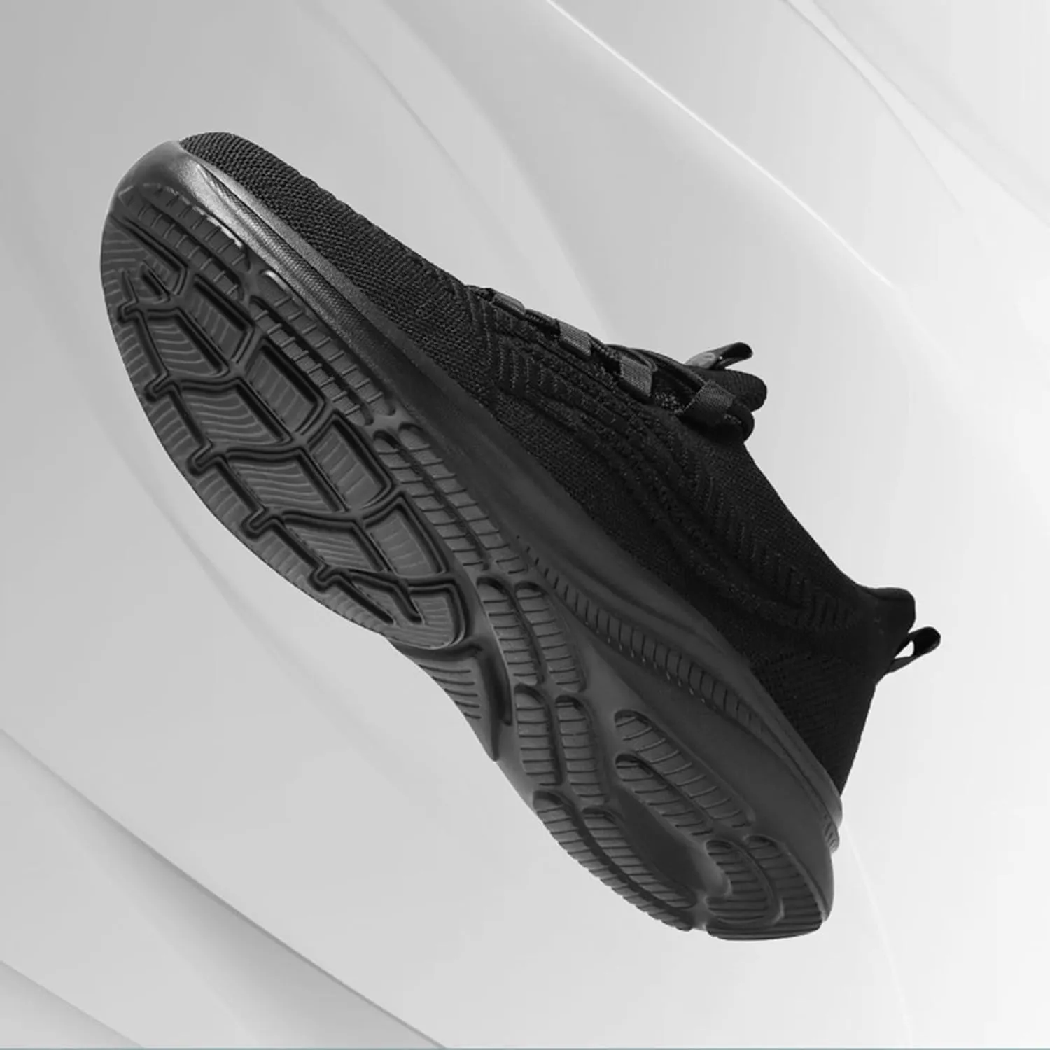 Non Slip Shoes for Women - Black, Flat Heel, Lace-Up, Mesh, Walking, Work, Casual, Medical, Spring, Summer, Fall