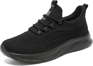 Non Slip Shoes for Women - Black, Flat Heel, Lace-Up, Mesh, Walking, Work, Casual, Medical, Spring, Summer, Fall
