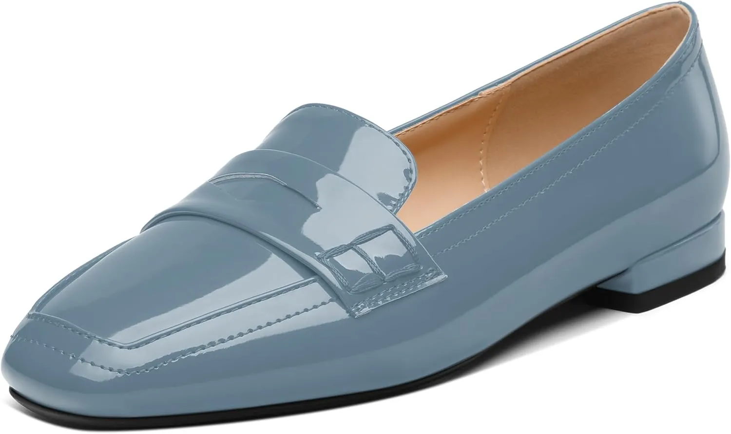 NUMALEO Women's Loafers Penny Loafers Fashion Comfortable Slip On Flats for Women Low Heel Chunky Pumps Patent Heels Work Office Dressy Shoes