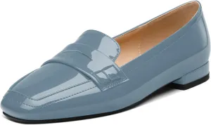 NUMALEO Women's Loafers Penny Loafers Fashion Comfortable Slip On Flats for Women Low Heel Chunky Pumps Patent Heels Work Office Dressy Shoes