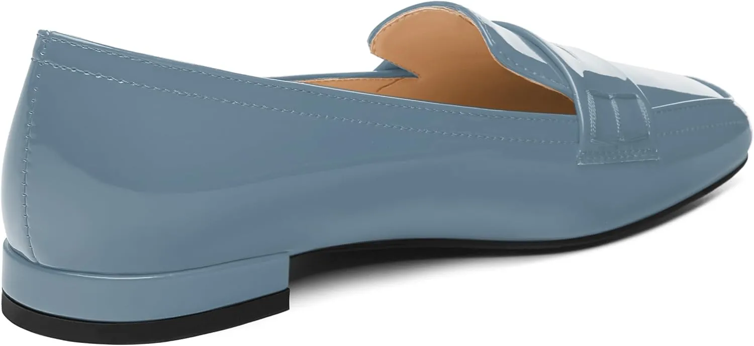 NUMALEO Women's Loafers Penny Loafers Fashion Comfortable Slip On Flats for Women Low Heel Chunky Pumps Patent Heels Work Office Dressy Shoes