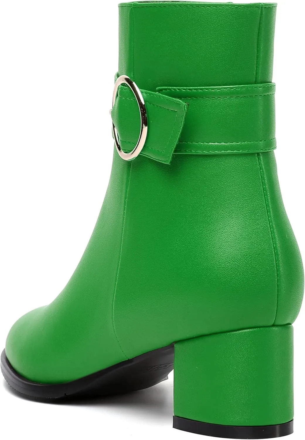 NUMALEO Womens Matte Zip Fashion Round Toe Party Solid Chunky Low Heel Ankle High Boots 2 Inch