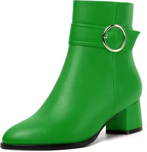 NUMALEO Womens Matte Zip Fashion Round Toe Party Solid Chunky Low Heel Ankle High Boots 2 Inch