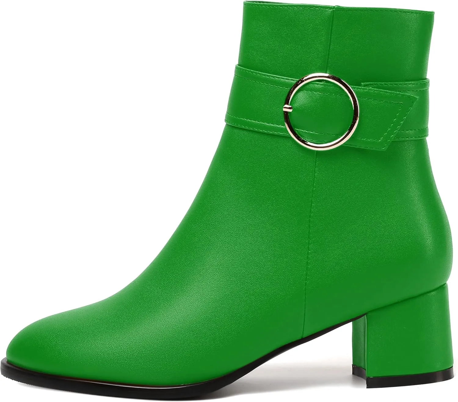NUMALEO Womens Matte Zip Fashion Round Toe Party Solid Chunky Low Heel Ankle High Boots 2 Inch