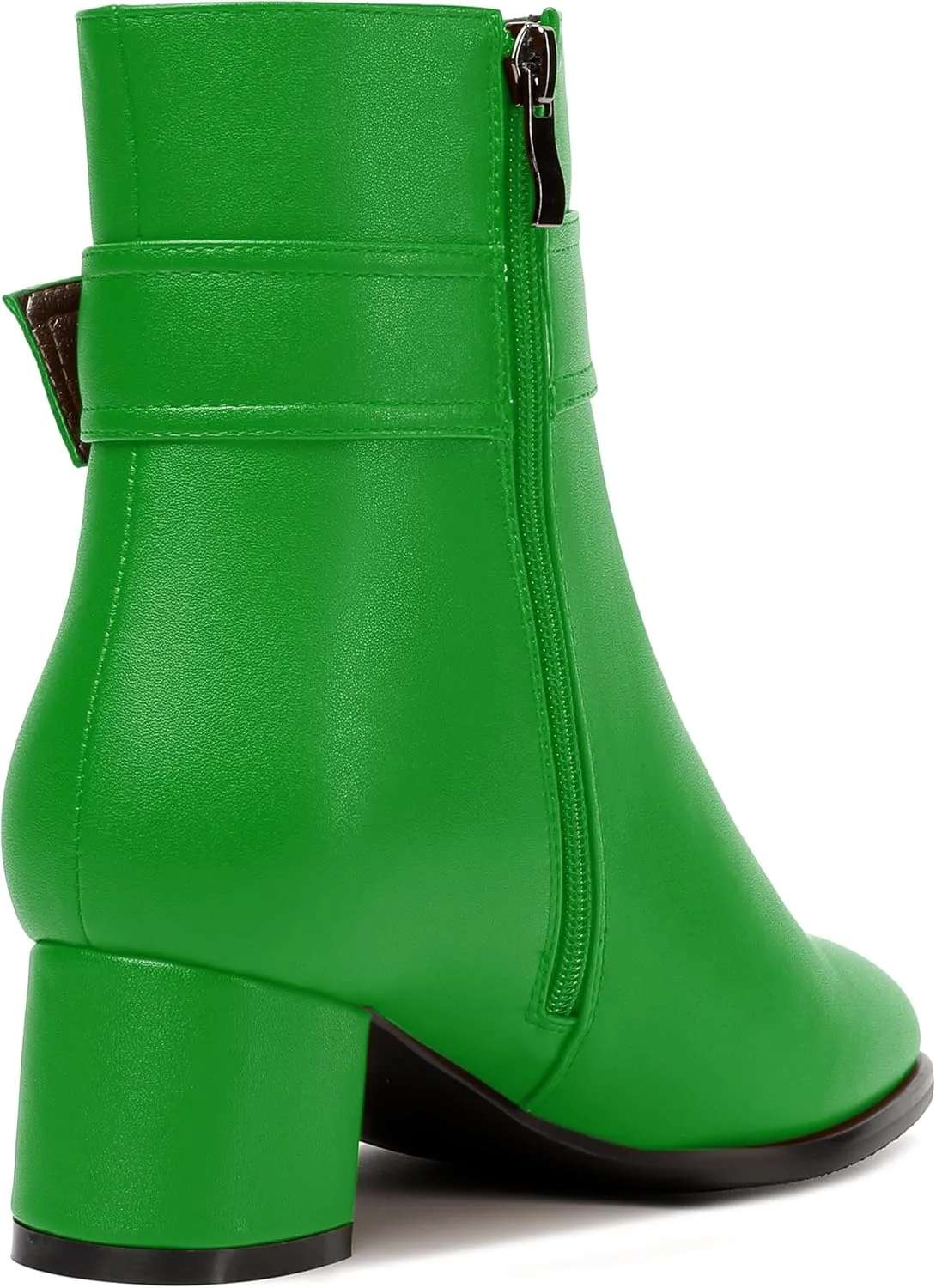 NUMALEO Womens Matte Zip Fashion Round Toe Party Solid Chunky Low Heel Ankle High Boots 2 Inch