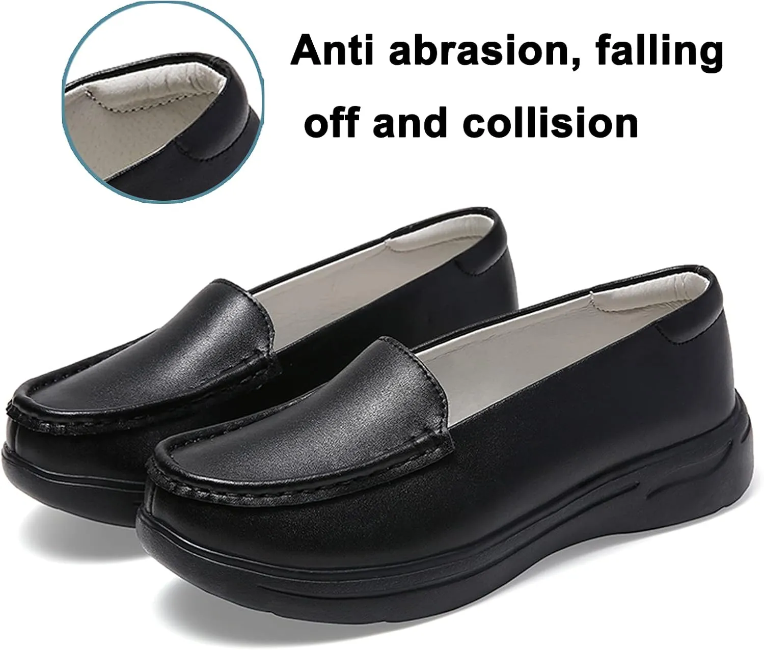 Nurse Shoes Women Nursing Work Healthcare Slip Resistant Breathable Restaurant Food Service Lightweight Leather Loafers
