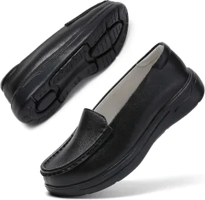 Nurse Shoes Women Nursing Work Healthcare Slip Resistant Breathable Restaurant Food Service Lightweight Leather Loafers