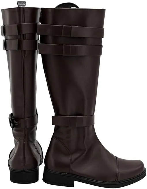 OBI Wan Kenobi Boots Costume Adult Men Force Knight Cosplay Leather Brown Knee High Shoes