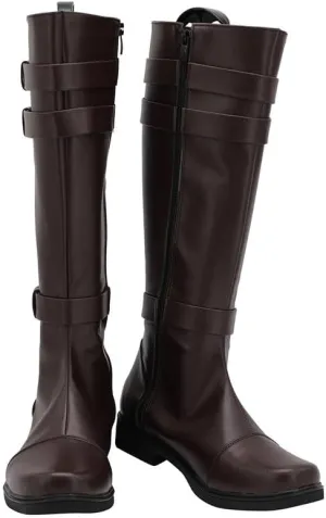 OBI Wan Kenobi Boots Costume Adult Men Force Knight Cosplay Leather Brown Knee High Shoes
