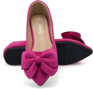ODORHEISAYO Women's Dress Shoes for Women Office Shoes, Suede Ballet Flats Shoes Dressy, Casual Bows Flats for Women, Soft Slip ons Womens Shoes Dressy for Holiday Wedding Work Party
