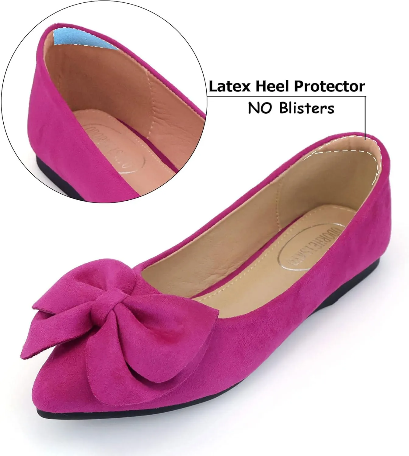 ODORHEISAYO Women's Dress Shoes for Women Office Shoes, Suede Ballet Flats Shoes Dressy, Casual Bows Flats for Women, Soft Slip ons Womens Shoes Dressy for Holiday Wedding Work Party