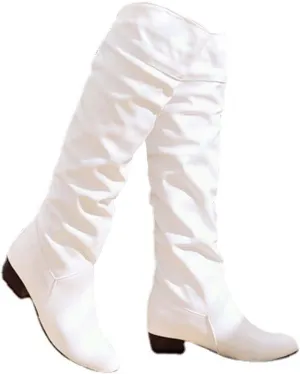 oiangi Boots for Women Knee High 2022 Fashion Casual Round Toe Pleated Block Chunky Low Heel Boots Winter Elegant Solid Comfy Outdoor Ladies Shoes