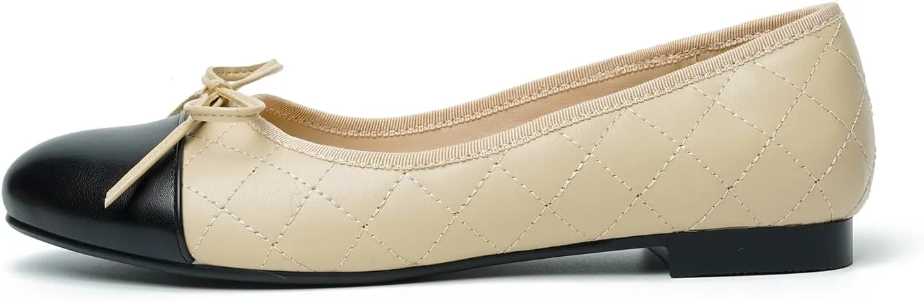 olomisa Ballet Flats for Women, Round Closed Toe Flats Cute Bow-Knot Comfortable Slip On Flat Shoes