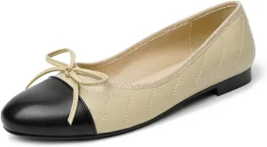 olomisa Ballet Flats for Women, Round Closed Toe Flats Cute Bow-Knot Comfortable Slip On Flat Shoes