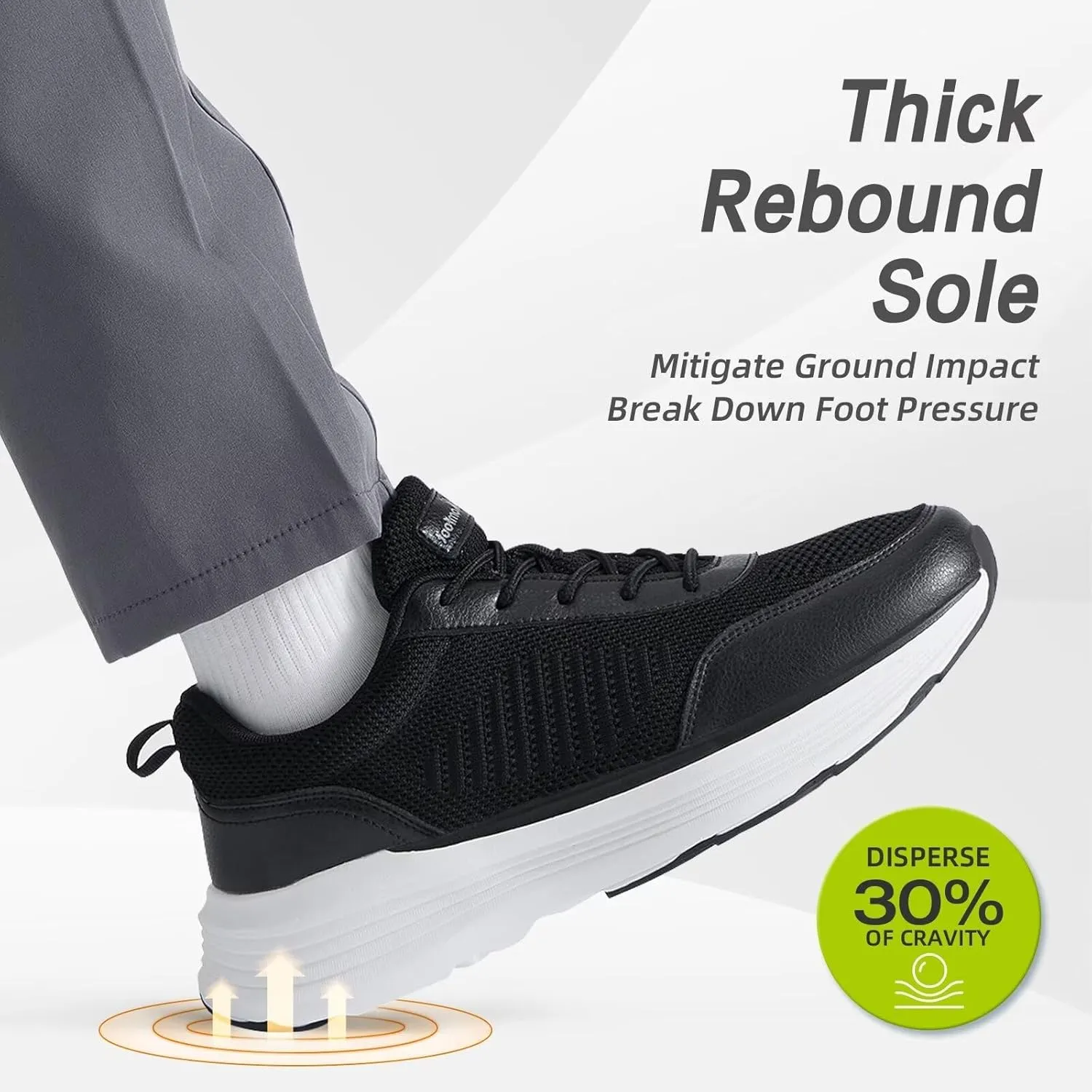 OrthoComfoot Men's Orthopedic Fashion Sneakers with Arch Support: Casual Plantar Fasciitis Walking Shoes for Flat Feet, Comfortable Orthotic Outdoor Shoes for Foot and Heel Pain Relief
