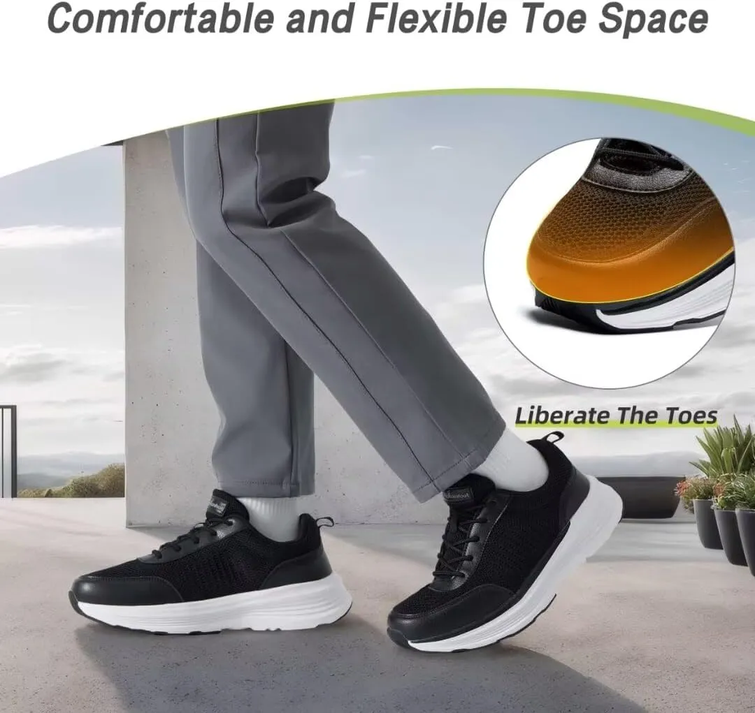 OrthoComfoot Men's Orthopedic Fashion Sneakers with Arch Support: Casual Plantar Fasciitis Walking Shoes for Flat Feet, Comfortable Orthotic Outdoor Shoes for Foot and Heel Pain Relief