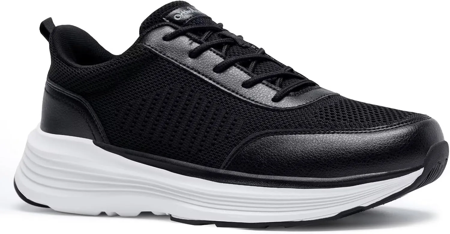 OrthoComfoot Men's Orthopedic Fashion Sneakers with Arch Support: Casual Plantar Fasciitis Walking Shoes for Flat Feet, Comfortable Orthotic Outdoor Shoes for Foot and Heel Pain Relief