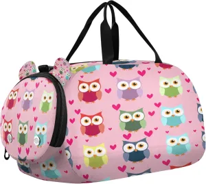 Owl Youth Sports & Travel Duffle Bag with Shoe Compartment,Waterproof Gym Bag for Girls and Boys (Overnight Essentials Organizer)