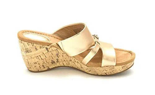 Pennee Open Toe Toe Strap Wedge Pumps Oro Size 7