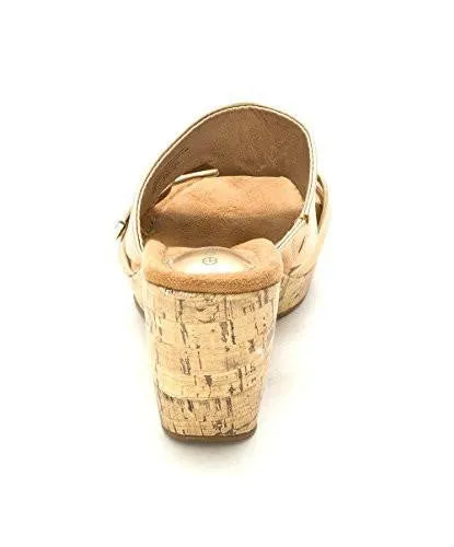 Pennee Open Toe Toe Strap Wedge Pumps Oro Size 7