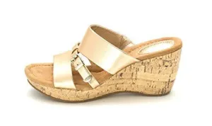 Pennee Open Toe Toe Strap Wedge Pumps Oro Size 7