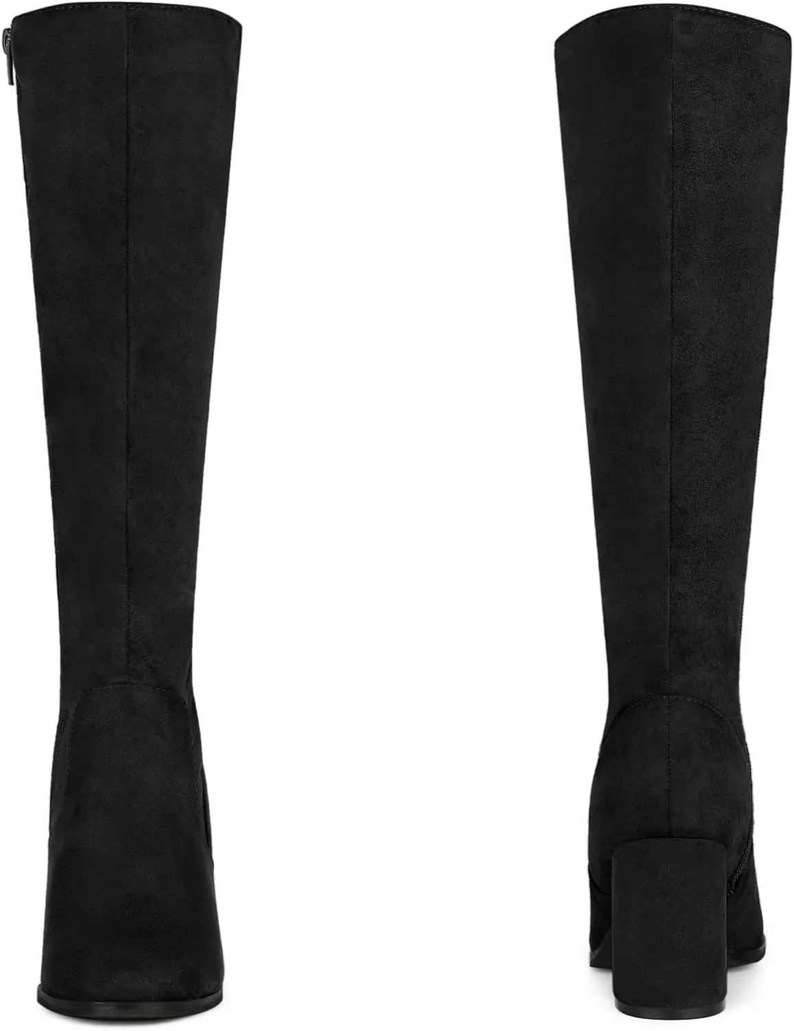 Perphy Round Toe Chunky Heels Knee High Boots for Women