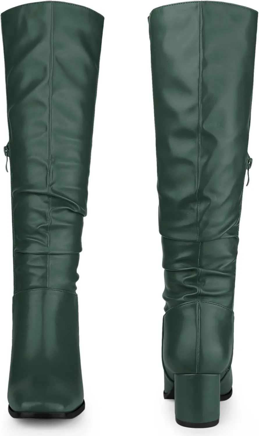 Perphy Thigh High Dress Boots Square Toe Chunky Heel Slouch Knee Highs Boots for Women