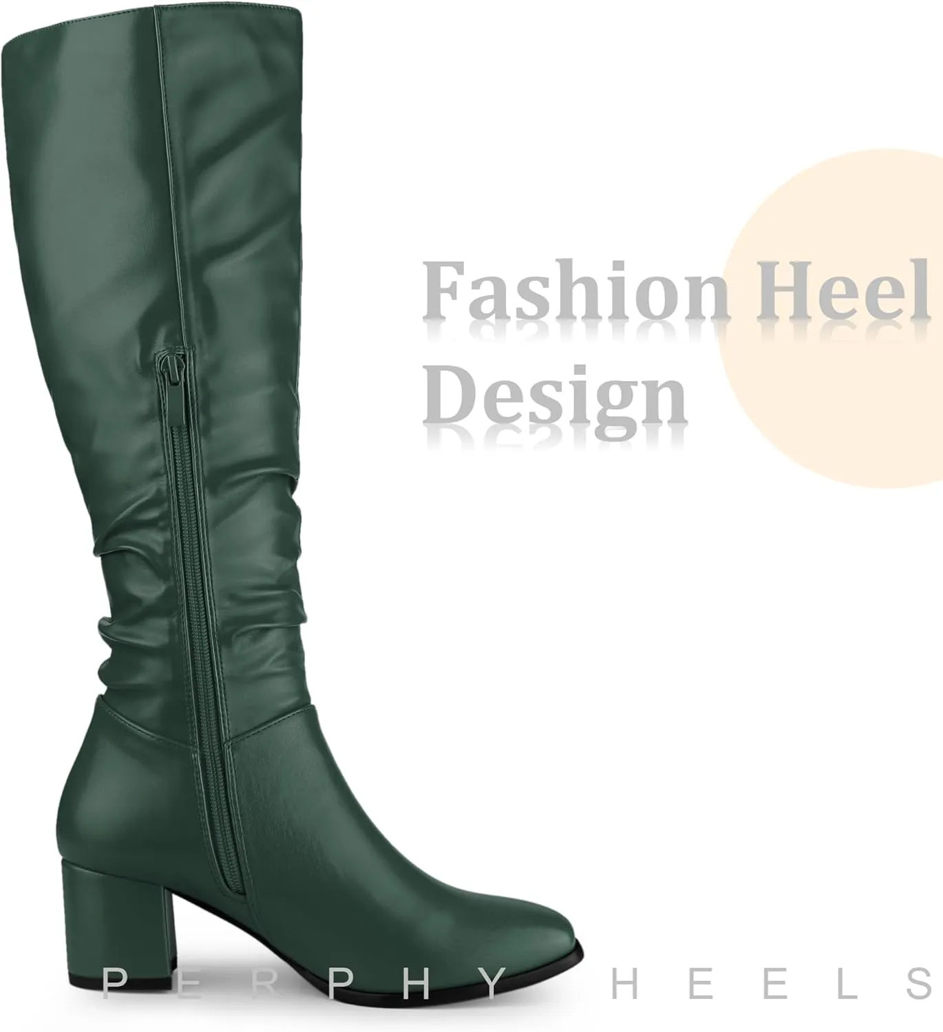 Perphy Thigh High Dress Boots Square Toe Chunky Heel Slouch Knee Highs Boots for Women