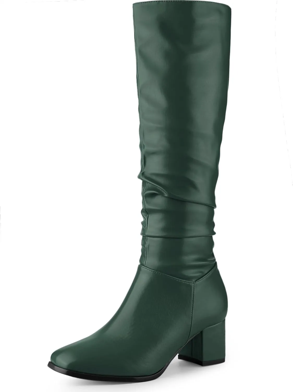 Perphy Thigh High Dress Boots Square Toe Chunky Heel Slouch Knee Highs Boots for Women