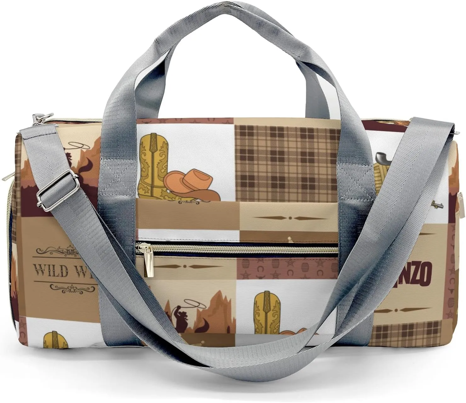 Personalized Gym Bag for Women, Cowboy Western Life Travel Duffle Bag Carry On Weekender Bag with Shoe Compartment