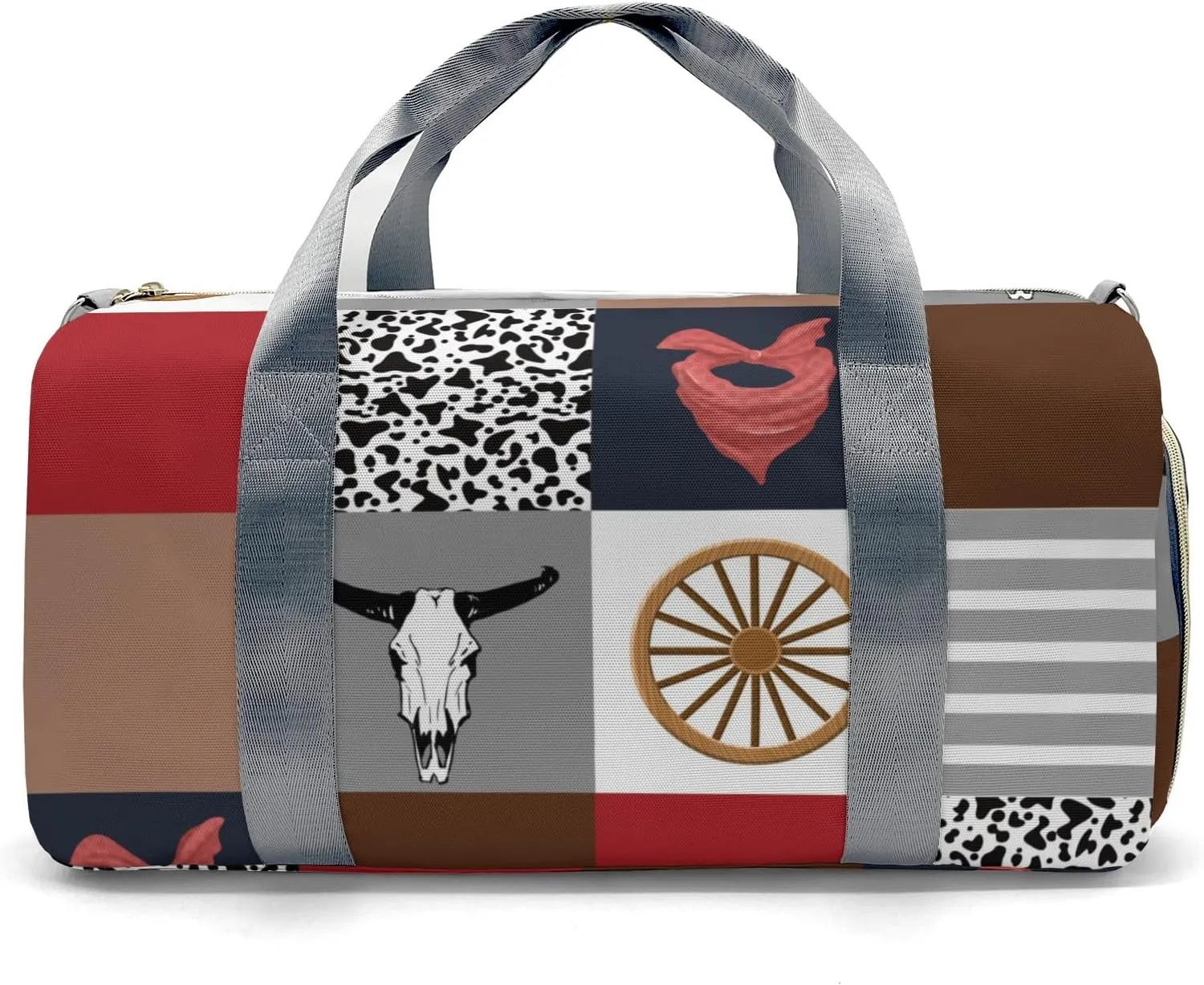 Personalized Name Western Cowboy Life Travel Duffel Bag,Sports Tote Gym Bag,Shoulder Weekender Overnight Bag for Women