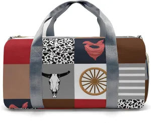 Personalized Name Western Cowboy Life Travel Duffel Bag,Sports Tote Gym Bag,Shoulder Weekender Overnight Bag for Women