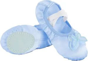 Phineein Enchanting Butterfly Ballet Shoes for Girls Ballerina Flats for Kids Dance - Soft Satin, Split Sole