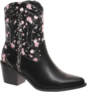 Pierre Dumas Women's Ankle Boots Western Booties Low Heel Pointed Toe Cowgirl Boots