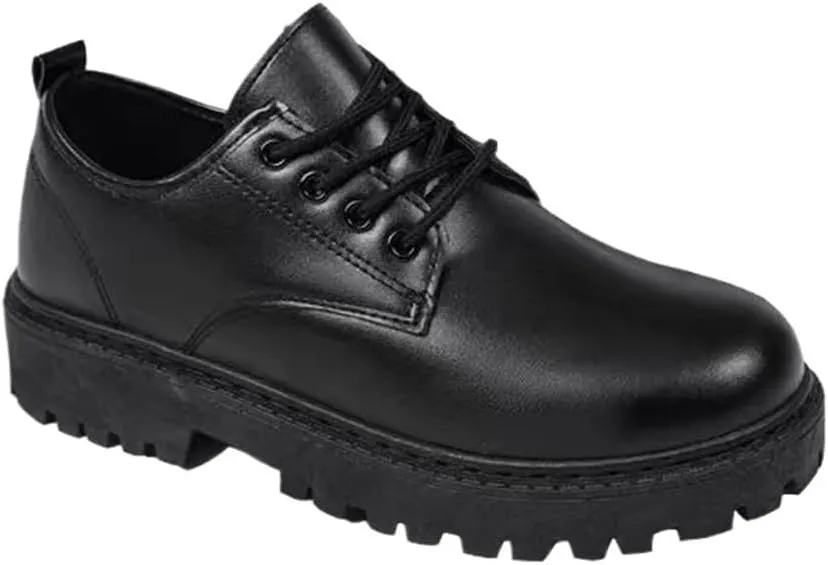 Platform Work Oxfords Round Toe Lug Sole Heightening Comfortable Business Formal Shoes Classic Lace Up Office Loafers Thanksgiving Christmas Year Party Daily