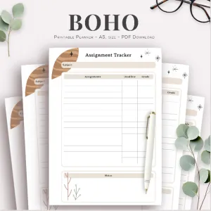 PLR BOHO PLANNER ASSIGNMENT TRACKER | PLR BOHO PLANNER PRINTABLE | PLR DAILY BOHO PLANNER