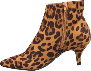Pointed Toe Cutout Kitten Heel Ankle Boots for Women Fashion Low Heel Booties Leopard Fashion Short Boot Shoes