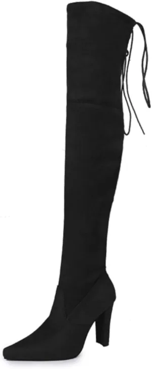 Premier Standard Women's Over The Knee Boot - Sexy Over The Knee Pullon Boot - Trendy Low Block Heel Shoe - Comfortable Boot