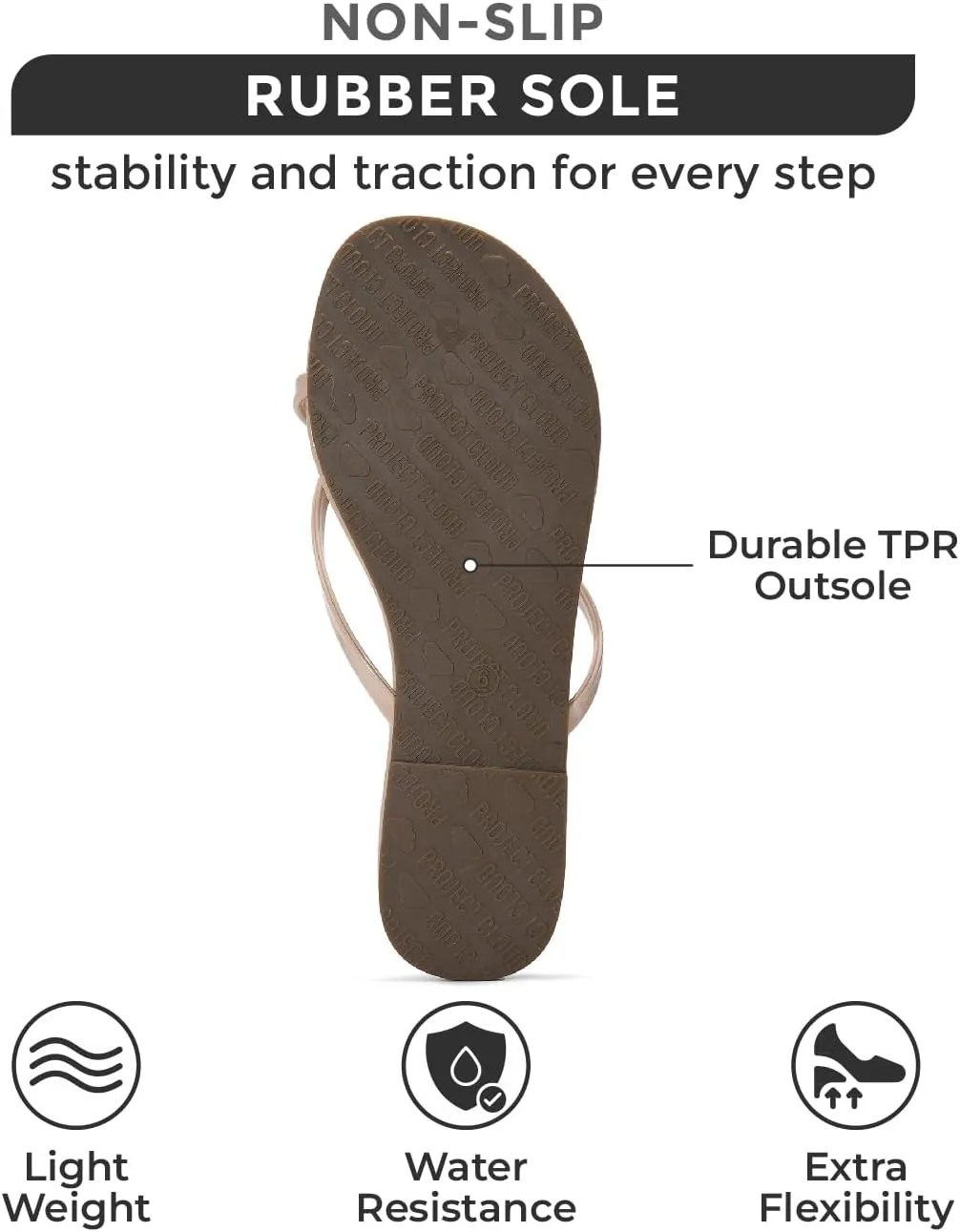 Project Cloud Flip Flops for Women Footwear - Memory Foam Flats Sandals for Women 2025 - Vegan Leather Lightweight Sandals Summer Beach Essentials Slides (Foundations)