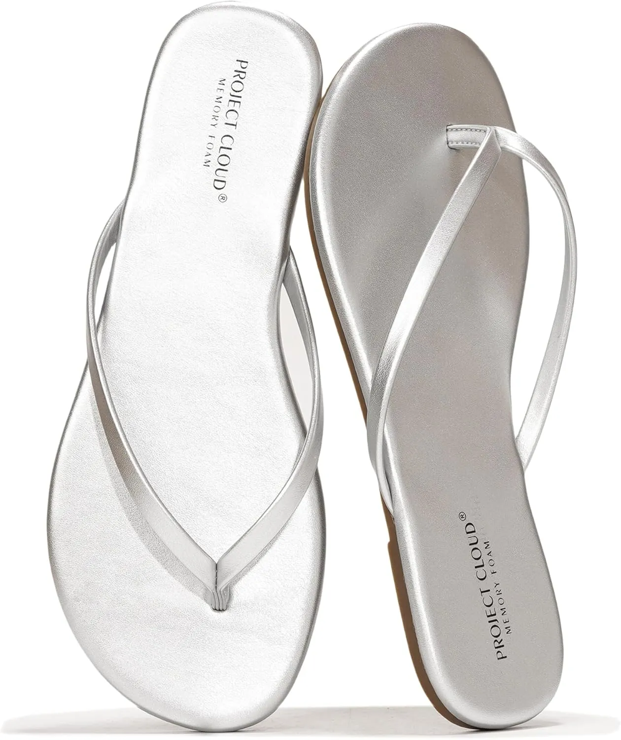 Project Cloud Vegan Leather Flip Flops for Women Footwear - Memory Foam Flats Summer Sandals for Women 2025 - Lightweight Sandals Summer Beach Essentials Slides (Foundations)