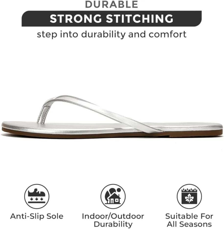 Project Cloud Vegan Leather Flip Flops for Women Footwear - Memory Foam Flats Summer Sandals for Women 2025 - Lightweight Sandals Summer Beach Essentials Slides (Foundations)