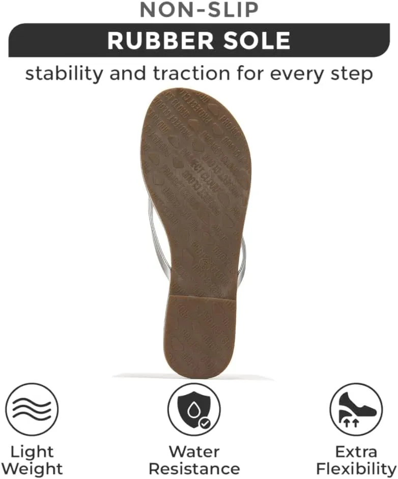 Project Cloud Vegan Leather Flip Flops for Women Footwear - Memory Foam Flats Summer Sandals for Women 2025 - Lightweight Sandals Summer Beach Essentials Slides (Foundations)