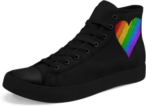 Rainbow High-Top Canvas Sneakers – Breathable Lace-Up Shoes for Men & Women, Comfortable Walking Footwear, LGBTQ  Gift