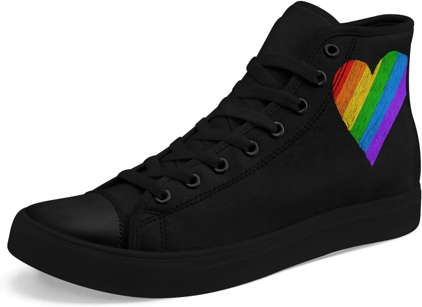 Rainbow High-Top Canvas Sneakers – Breathable Lace-Up Shoes for Men & Women, Comfortable Walking Footwear, LGBTQ  Gift
