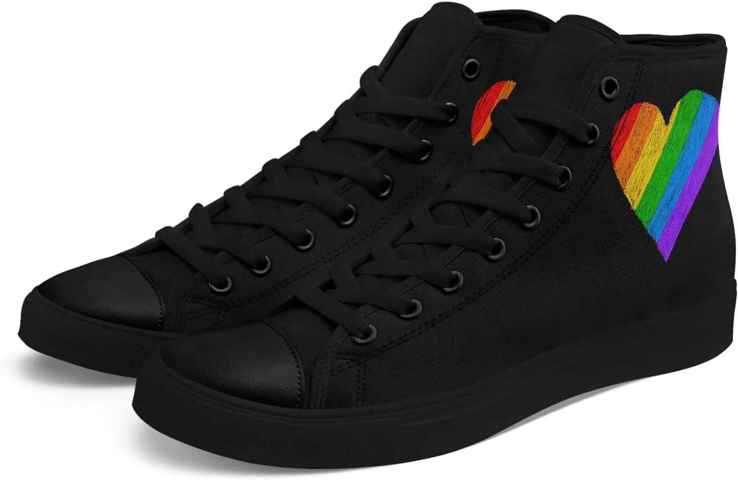 Rainbow High-Top Canvas Sneakers – Breathable Lace-Up Shoes for Men & Women, Comfortable Walking Footwear, LGBTQ  Gift