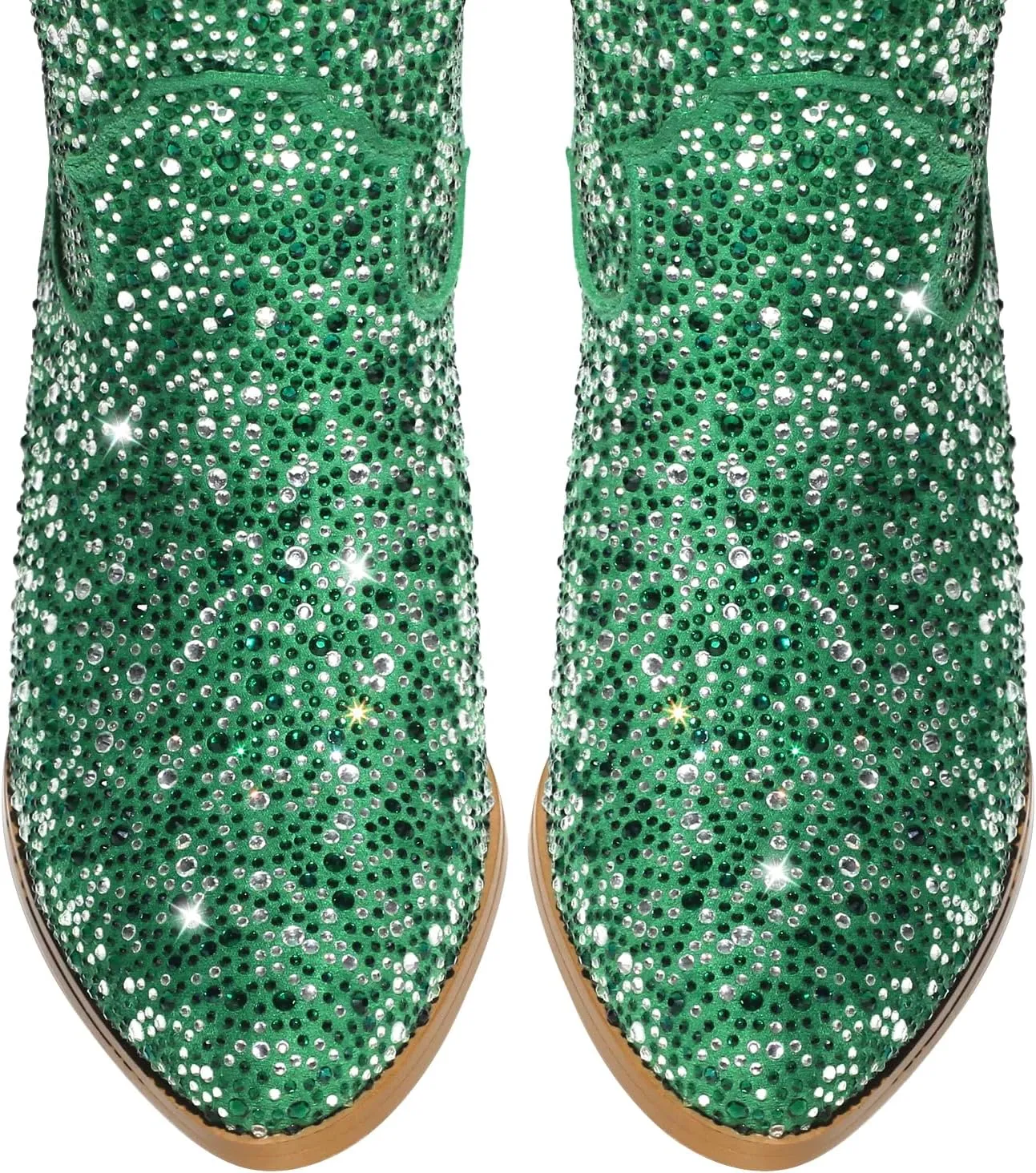 richealnini Cowboy Boots for Women Embroidered Pull-On Mid Calf Booties