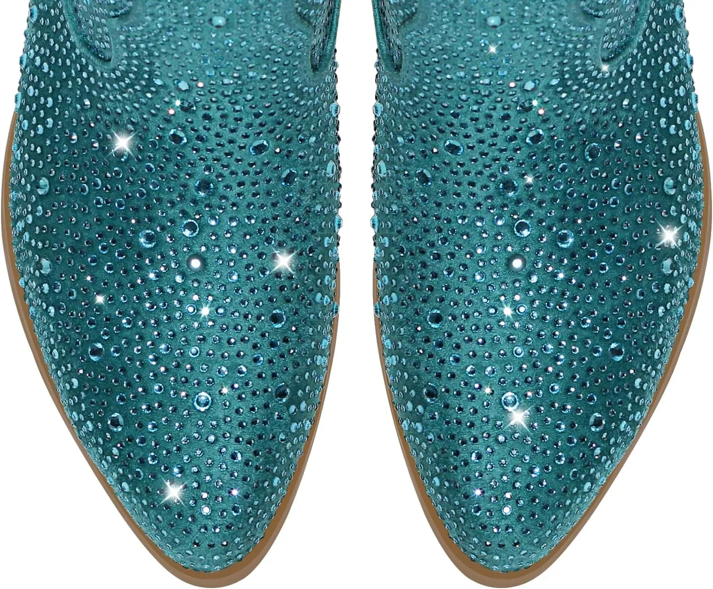 richealnini Sparkle Rhinestone Cowgirl Cowboy Boots for Women Pull On Diamante Heeled Bootes